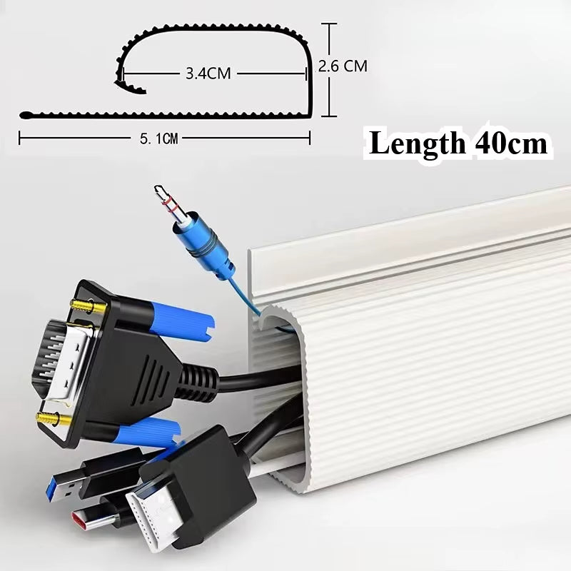 Under-Desk Cable Organizer 40Cm Self-Adhesive Cable Management Cables Raceway for Home and Office