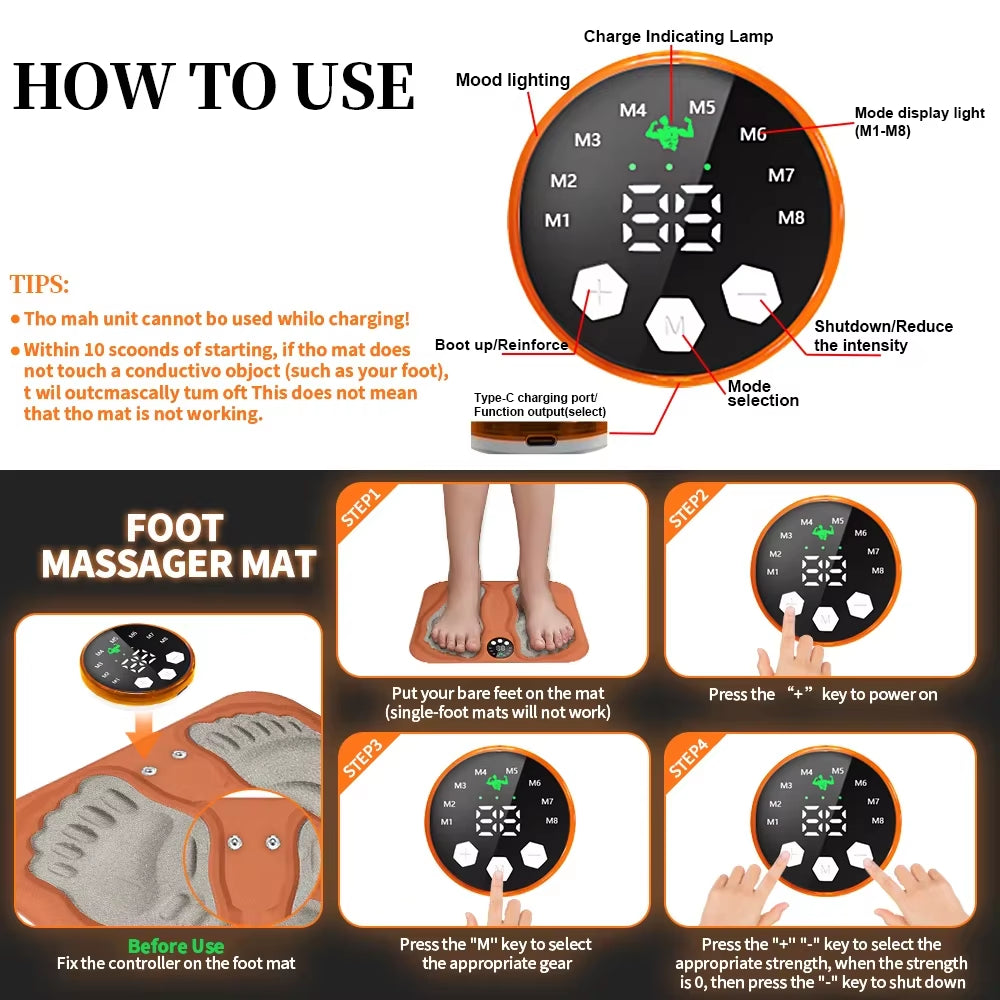 F Remote Feet Massager 3D Smart Foot Massage Pad R8 Modes 29 Levels Foot Relax Muscles Slim Legs Foot Massage Pad