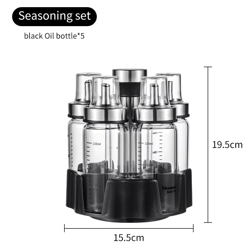 Rotating Seasoning Bottle Set, Kitchen Storage Bottle, Spice Jar Rack, Olive Oil Bottle Set, Pepper Bottle Set, Salt Bottle Set