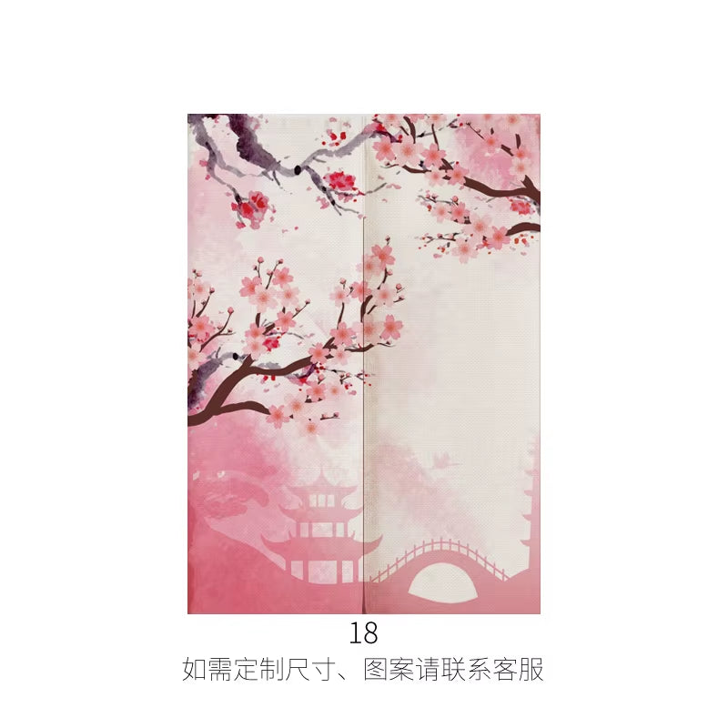 Japanese Ukiyo-E Linen Door Curtain Noren Bedroom Kitchen Curtains Home Entrance Decoration Customizable Curtain