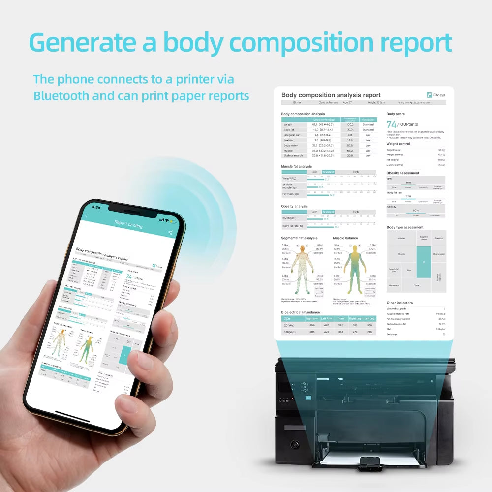 Home Smart Bioimpedance Scale 8 Electrode Body Fat Scale Weight Balance Scale Smart Body Composition Scale