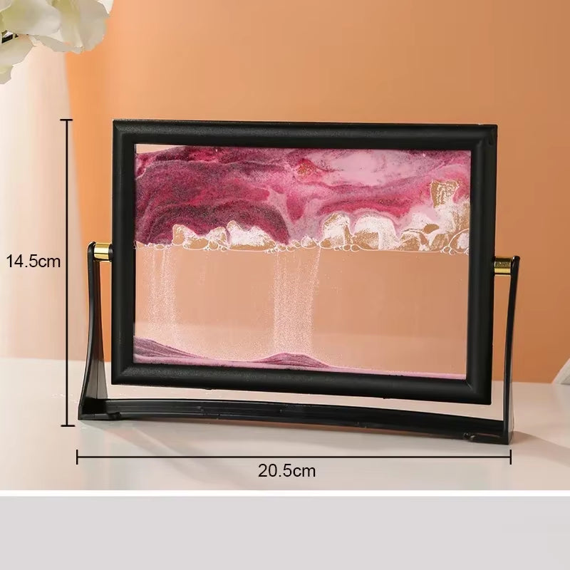 Rotatable Sandscape Moving Sand Art Picture Square Glass 3D in Motion Quicksand Hourglass Creative Flowing Sand Home Decor Gifts