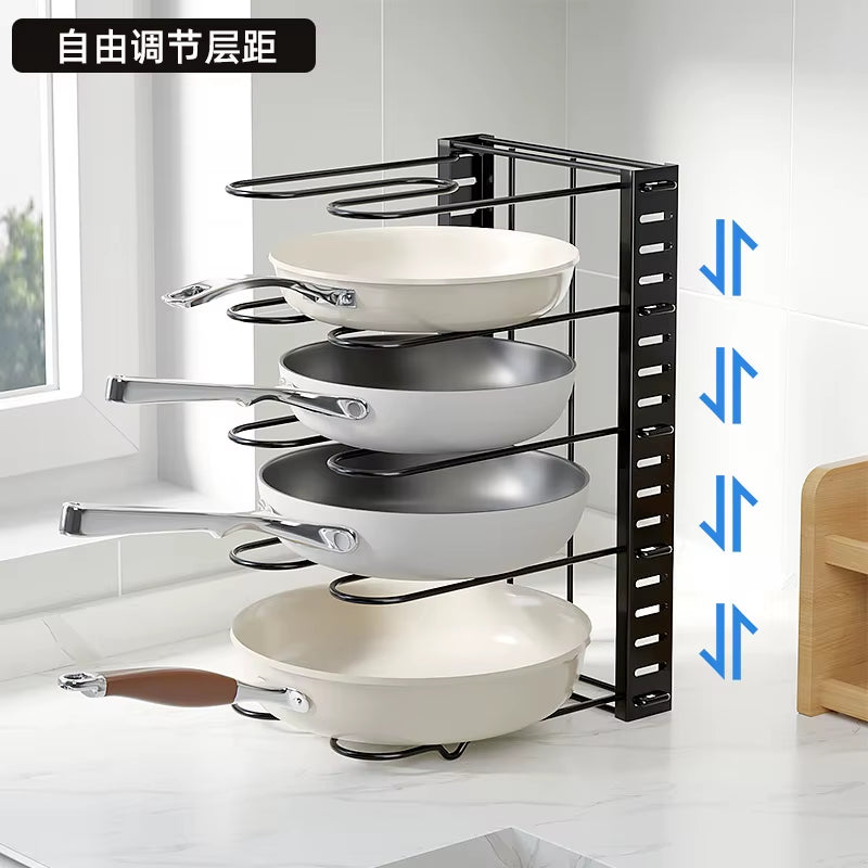Adjustable Pot Rack Organizer Kitchen Storage Shelf Multi-Layer Household Sink Cabinet Pot Lid Holder Bowl Shelf Storage Rack