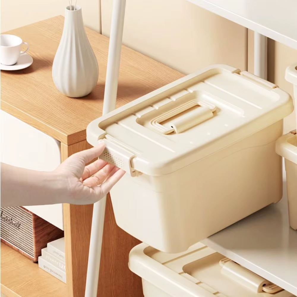 Large Capacity Durable Household Storage Box Waterproof Dustproof Household Organizer with Handle Multifunction Storage Cabinet