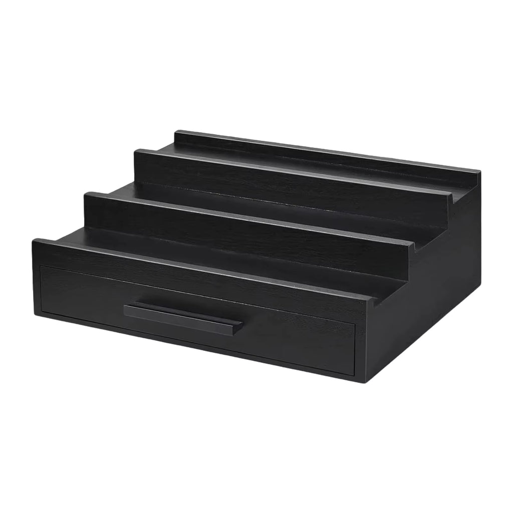 New Perfume Holder Organizer Fragrance Rack Three-Layers Perfume Holder Fragrance Display Black Perfume Organizer with Drawers