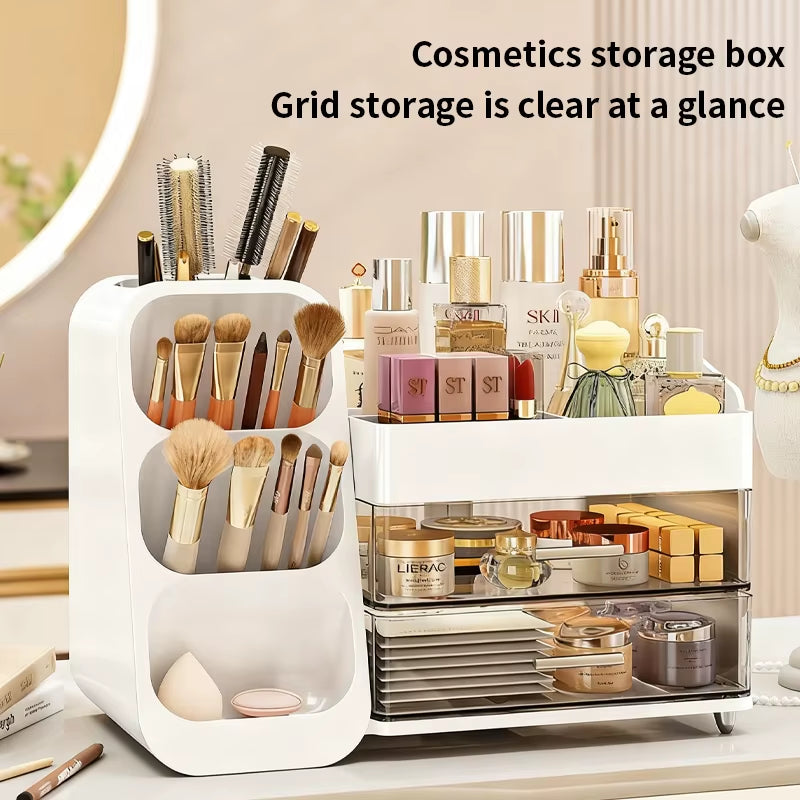 Slant Insertion Cosmetic Storage Box, Dressing Table Desktop, Large Capacity Skincare Shelf, Stationery Storage Box, Pen Holder