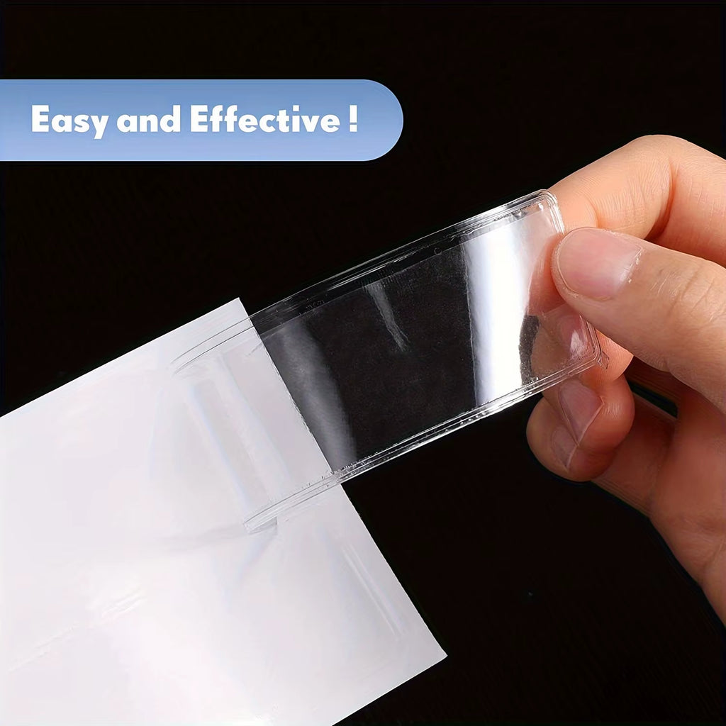 12Pcs Clear Adhesive Shelf Tag Pockets Index Card Label Holders for Organizing Classify Items Stationery Office Supplies