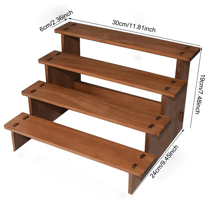 2/3/4/5 Layers Vintage Wood Display Stand Bracelet Hairpins Ring Jewelry Storage Rack Multifunctional Desktop Sundries Organzier