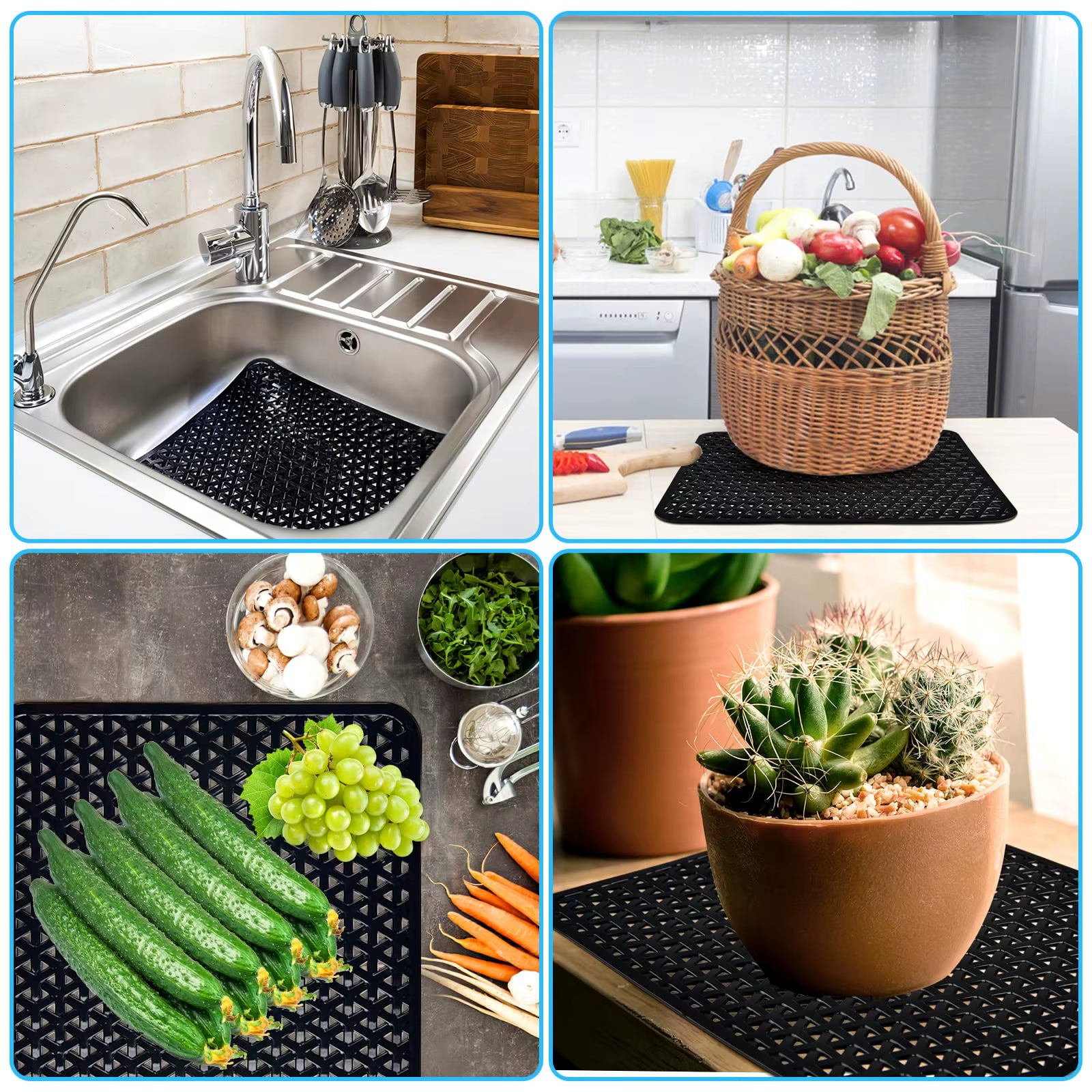 2 Pack Kitchen Sink Mat for Stainless Steel Sink PVC Eco-Friendly for Bottom of Kitchen Sink Dishes and Glassware Fast Draining