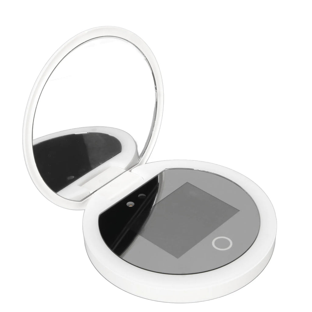 UV Mirror Sunscreen Testing Camera with Light 2X Magnification Travel Makeup 3.5In Pocket Size L