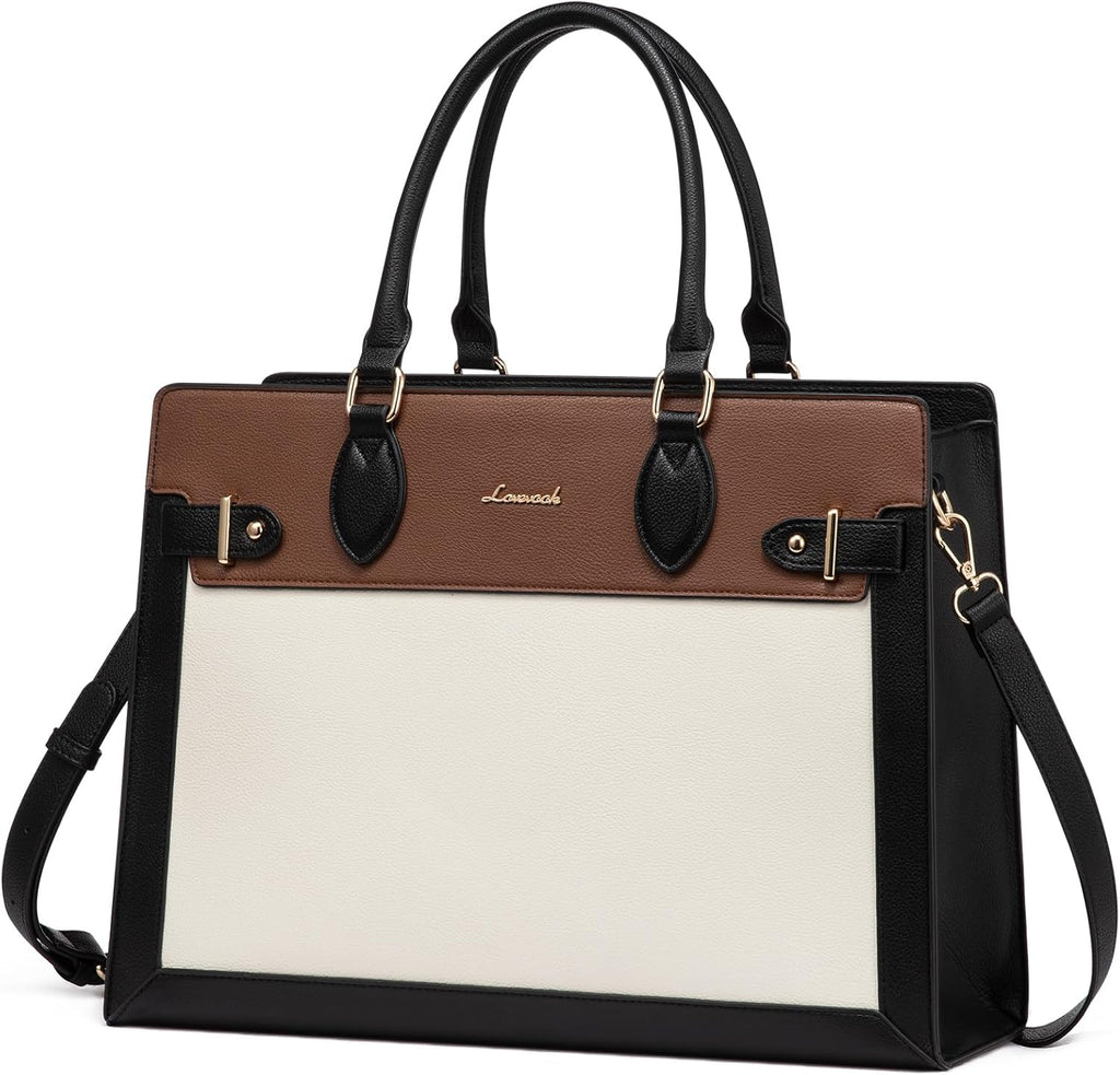 Laptop Bag for Women 17 Inch Work Tote, Business Computer Briefcase, PU Leather