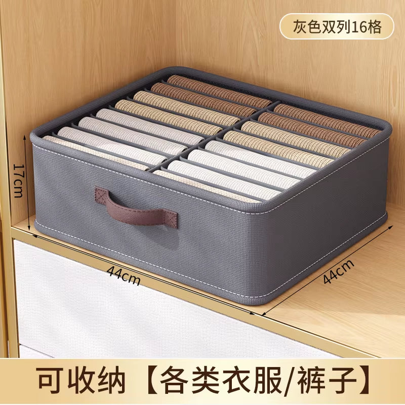 Wardrobe Clothes Storage Organizer Sweater T-Shirt Storage Box Thickened Pants Storage Box with PP Board Cabinet Foldable Drawer