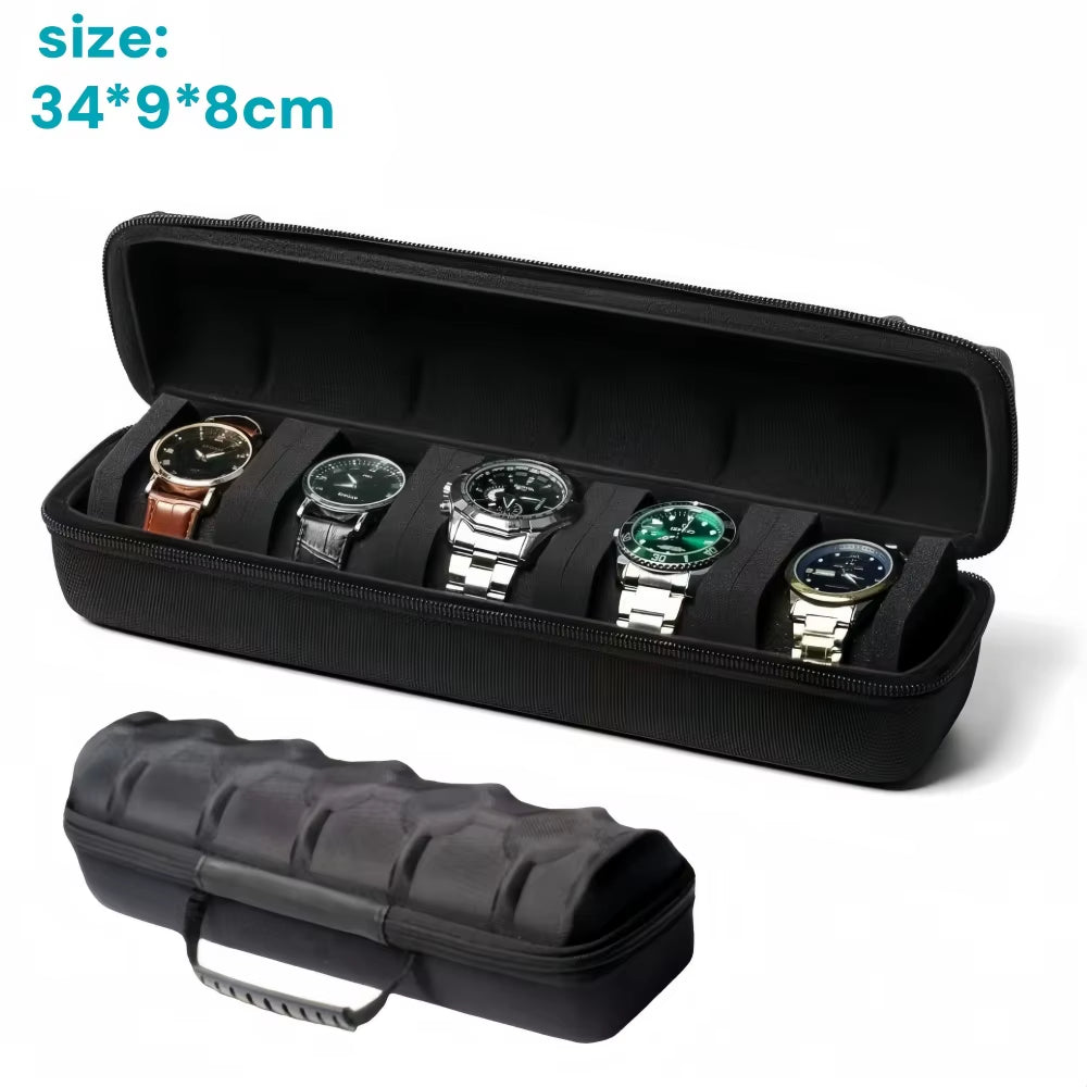 1/2/3/5/8-Slot Watch Case |Hard Shell Travel Organizer with Pillow Insert - Gift Ready (Black),Suitable for Smart Watch Storage