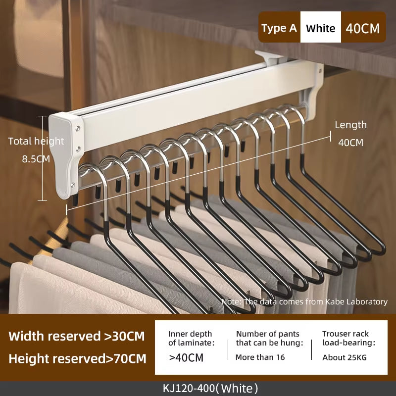Top Mount Wardrobe Hanger Pulling Out Hangers Extendable Clothes Rail Adjustable Wardrobe Telescopic Rail Rack Trouser Organiser