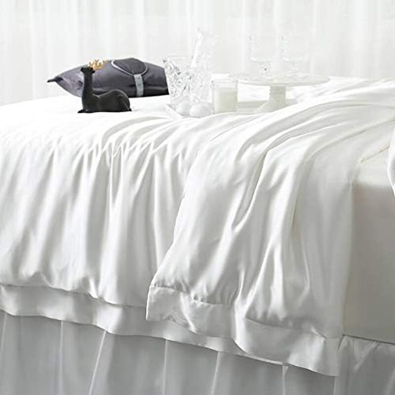 4Pcs 25MM Silk Sheets Set 100% Charmeuse Mulberry Silk Bed Sheet Set,Full Size Seamless,Thick, Heavy Silk,Ivory