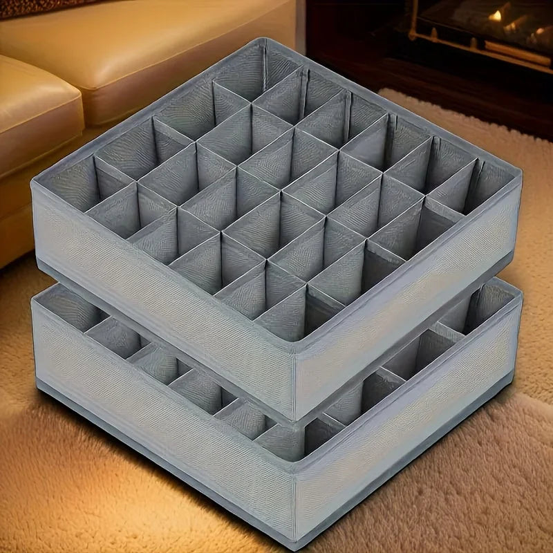 24-Compartment Fabric Drawer Organizer for Underwear, Socks, and Ties - Foldable Closet Storage Box with Tension Mount