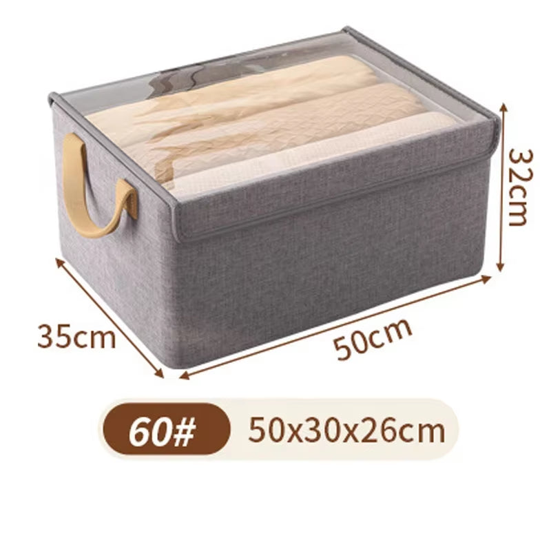 1Pc Foldable Clothing Organizer Underwear Storage Basket with Cover Metal Frame Storage Box for Storing Cloth Wardrobe Organizer