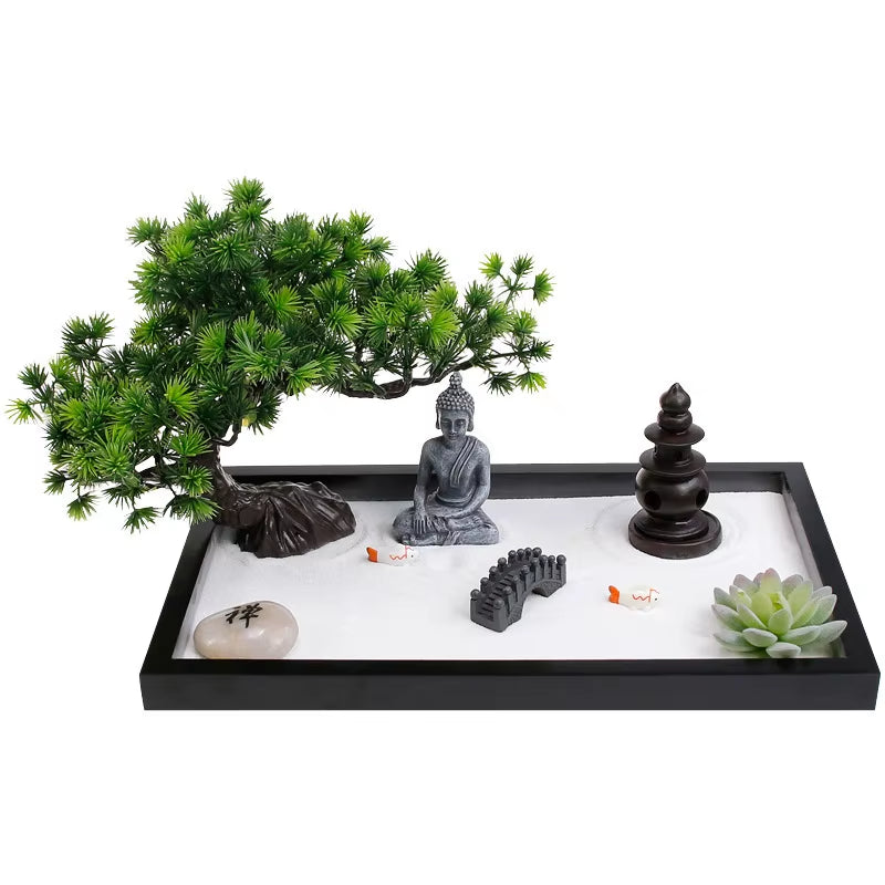 Mini Zen Garden Kit Meditation & Relaxation Desk Sand Art Durable Design Home Decor Items Festival Gifts
