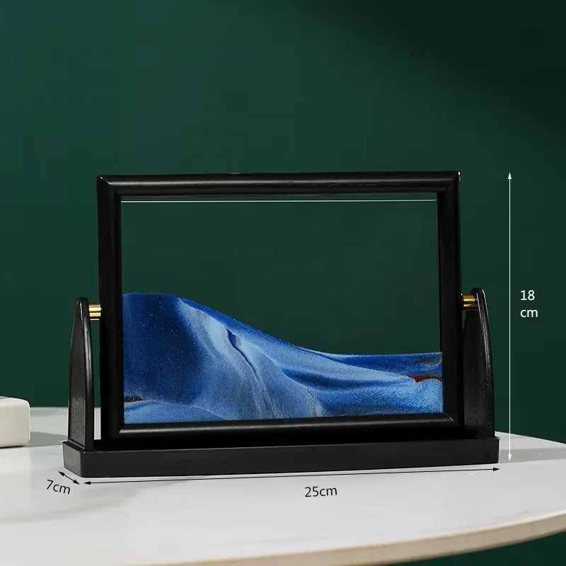 Rotatable Sandscape Moving Sand Art Picture Square Glass 3D in Motion Quicksand Hourglass Creative Flowing Sand Home Decor Gifts