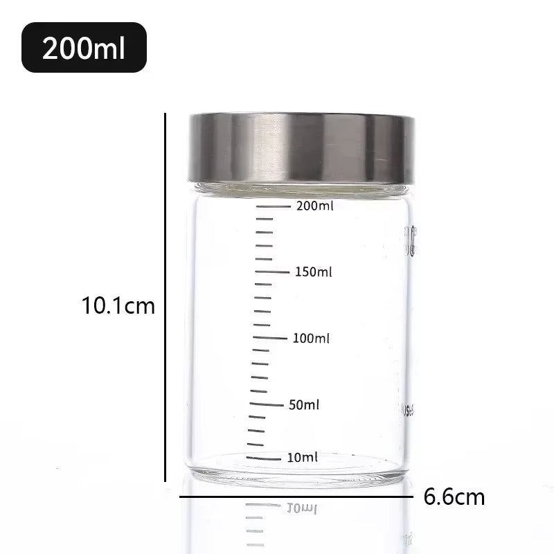 100-500Ml High Borosilicate Glass Bottle with Scale Heat-Resistant Glass Seal Jar Kitchen Seasoning Spices Storage Bottle Gadget