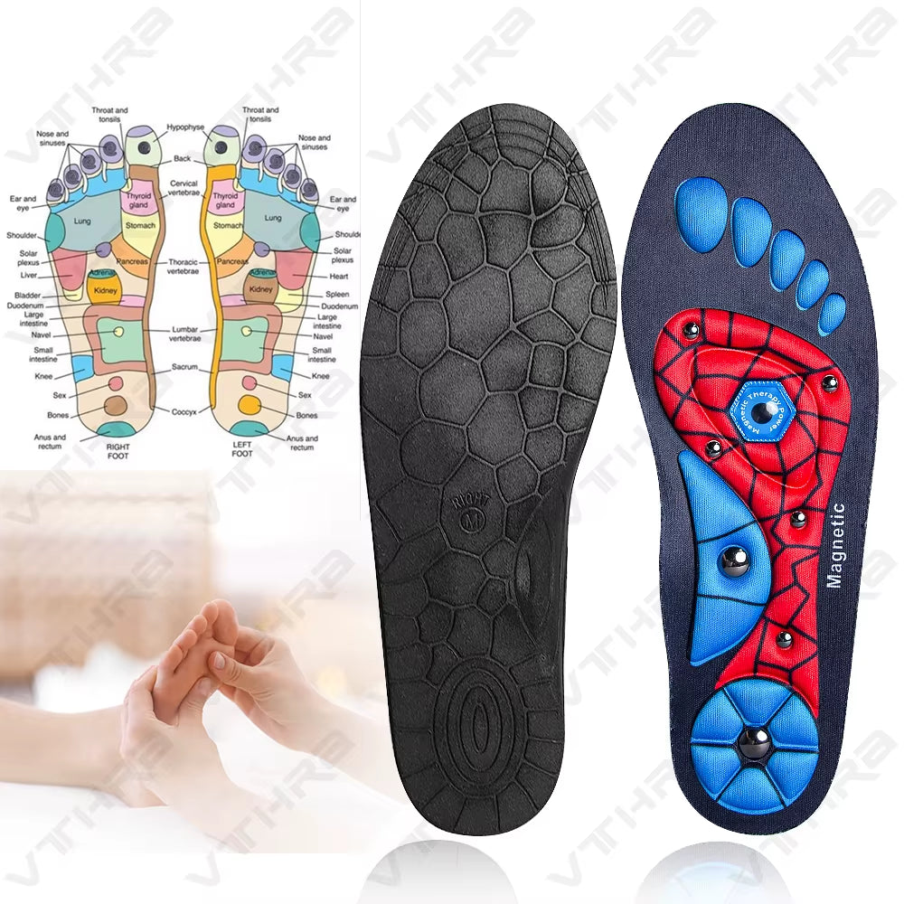 New Style 1 Pairs Magnetic Insoles EVA Massage Arch Support for Foot Pain Relief Slim Legs Acupressure Therapy Unisex Pads