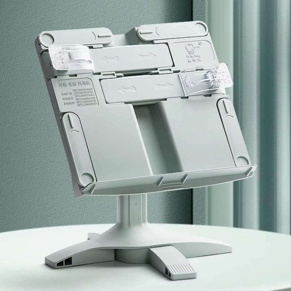 Adjustable Angle Lifting Landing Book Stand Extendable Anti-Slip Mat Reading Bookshelf Plastic with Clip Book Holder Recipes