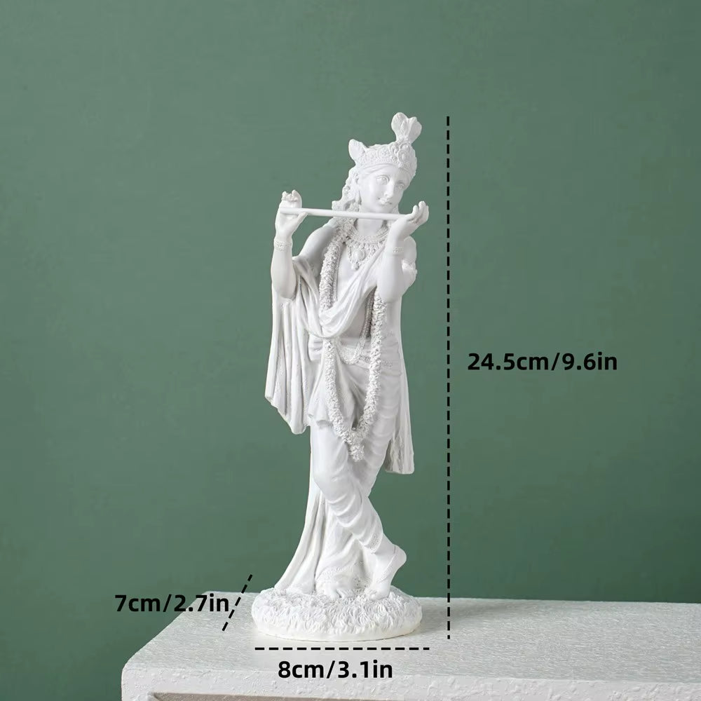 Resin White Krishna Statue Hindu God Love Divine Sculpture Hinduism Meditating Figurines Home Decoraiton Yoga Room Decor