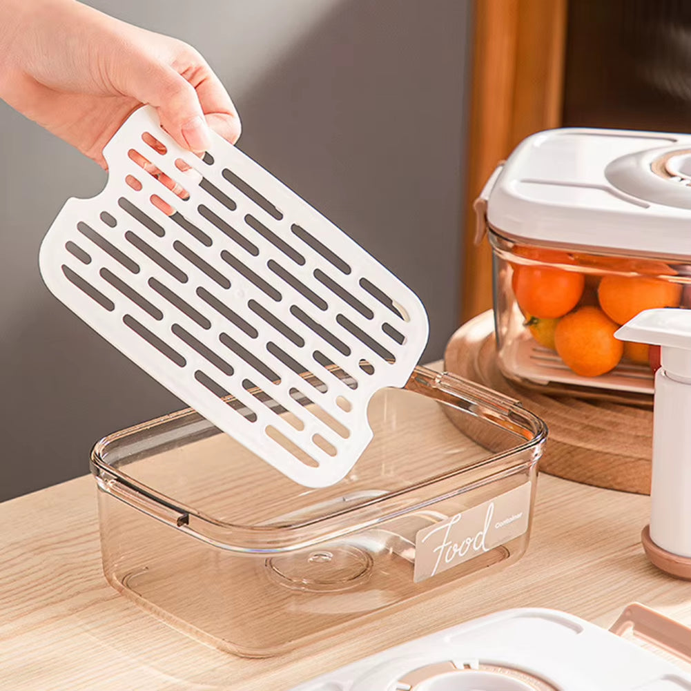 Vacuum Food Storage Box Food Storage Container with Time Compass & Air Pump Sealed Food Storage Box for Meat Fruits Vegetables