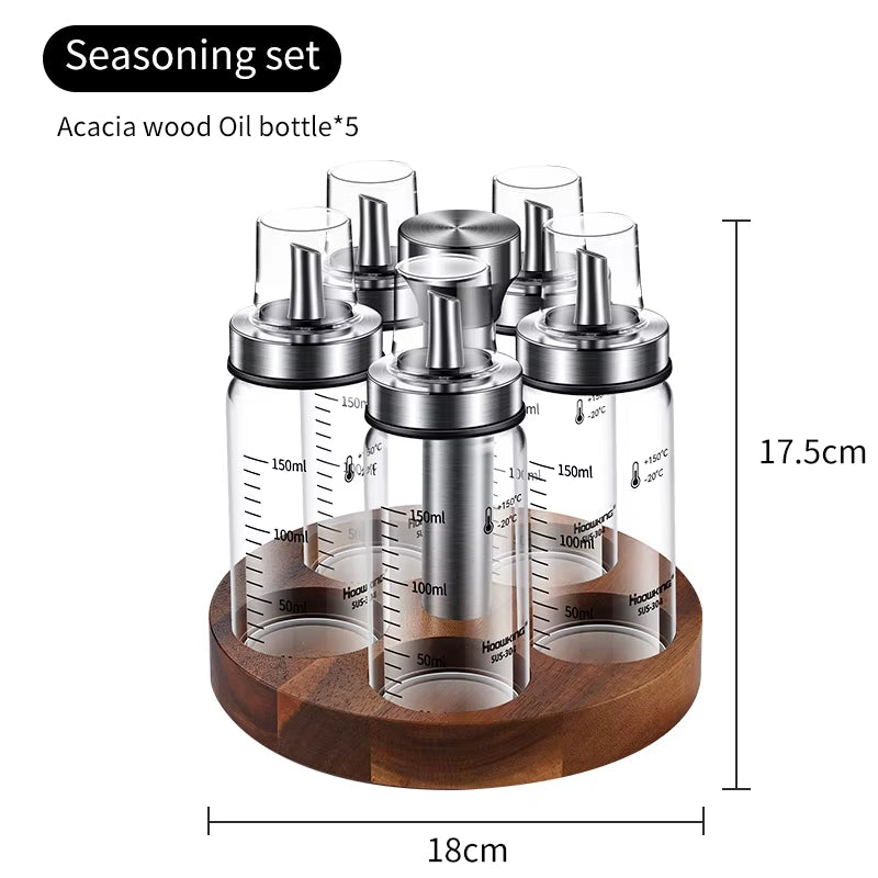 Rotating Seasoning Bottle Set, Kitchen Storage Bottle, Spice Jar Rack, Olive Oil Bottle Set, Pepper Bottle Set, Salt Bottle Set