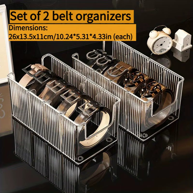 Belt Storage Box; Home Use; Divided Tie Organizer; Desktop Transparent Men'S Belt Storage Box.