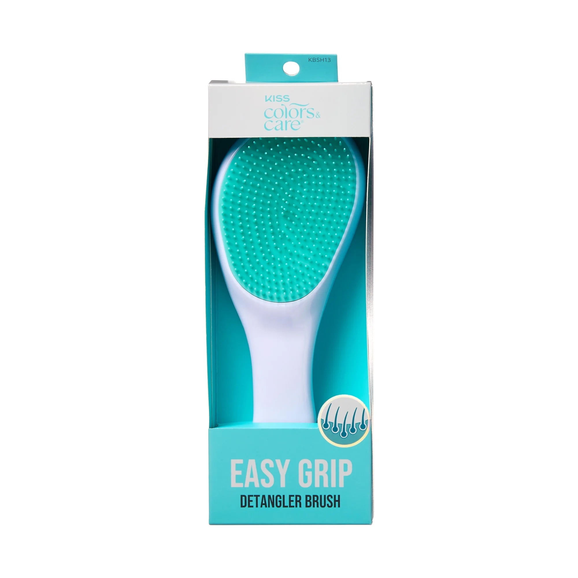 Easy Grip Detangler Brush, Slip-Proof Ergonomic Handle, Unisex, White