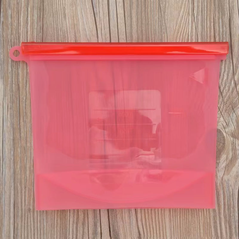 5Pcs Silicone Food Storage Containers Leakproof Containers Reusable Stand up Zip Shut Bag Fresh Bag Food Storage Bag Fresh