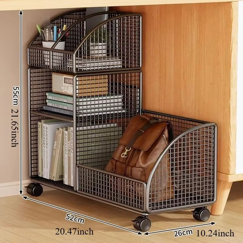 Multi-Layer Organizer Bookcase Mobile Desktop Document Book Storage Rack Large Bookshelf Desk Side Storage Bookcase Organizer