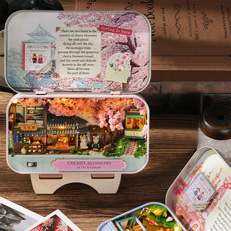 Box Theatre DIY Wooden Dollhouses Miniature Box Cute Doll Houses 3D Puzzle Assemble Building Model Kits Toy for Birthday Gifts