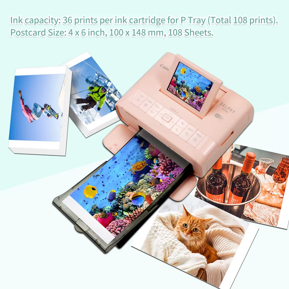 Compatible Canon Selphy CP1300 CP1500 CP1000 Photo Printer Photo Paper Sheet Waterproof Vivid KP-108IN Photo Paper KP36IN Photo