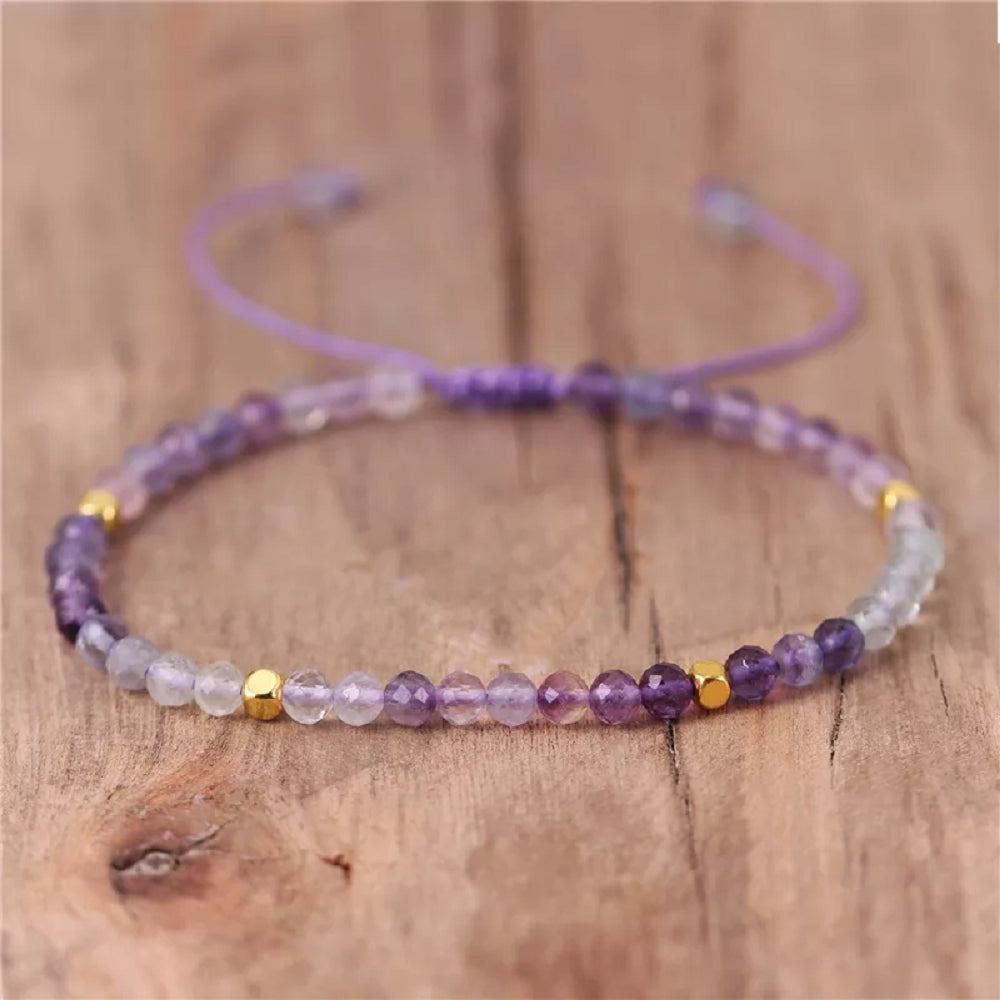Natural Stone Crystal Dainty Bracelet Amethyst Gemstone Bracelet Handmade