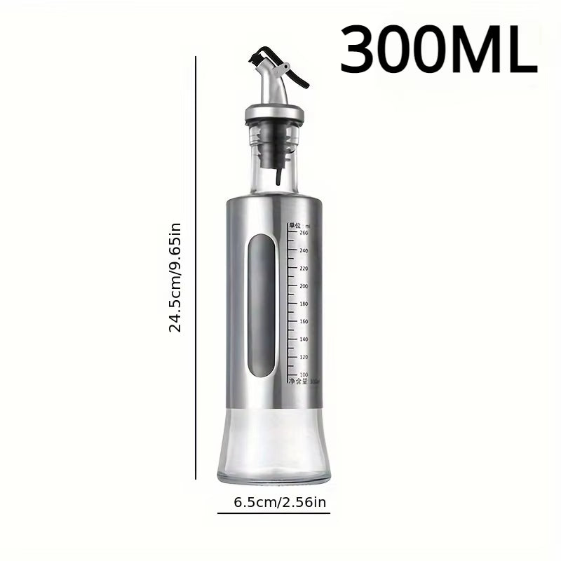 Glass Oil Bottle Olive Oil Dispenser Automatic Switch with Scale Sauce Seasoning Container Kitchen Outdoor Barbecue Supplies