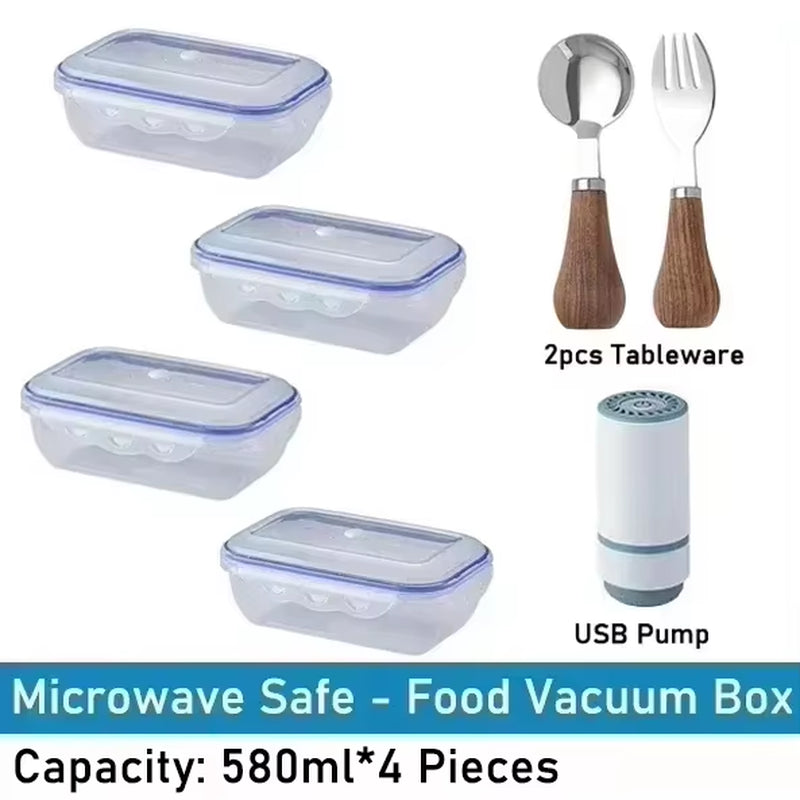 Vacuum Food Storage Box Transparent Storage Container Fridge Organizer Microwave Safe Fresh-Keeping Sealing Box Food Dispenser