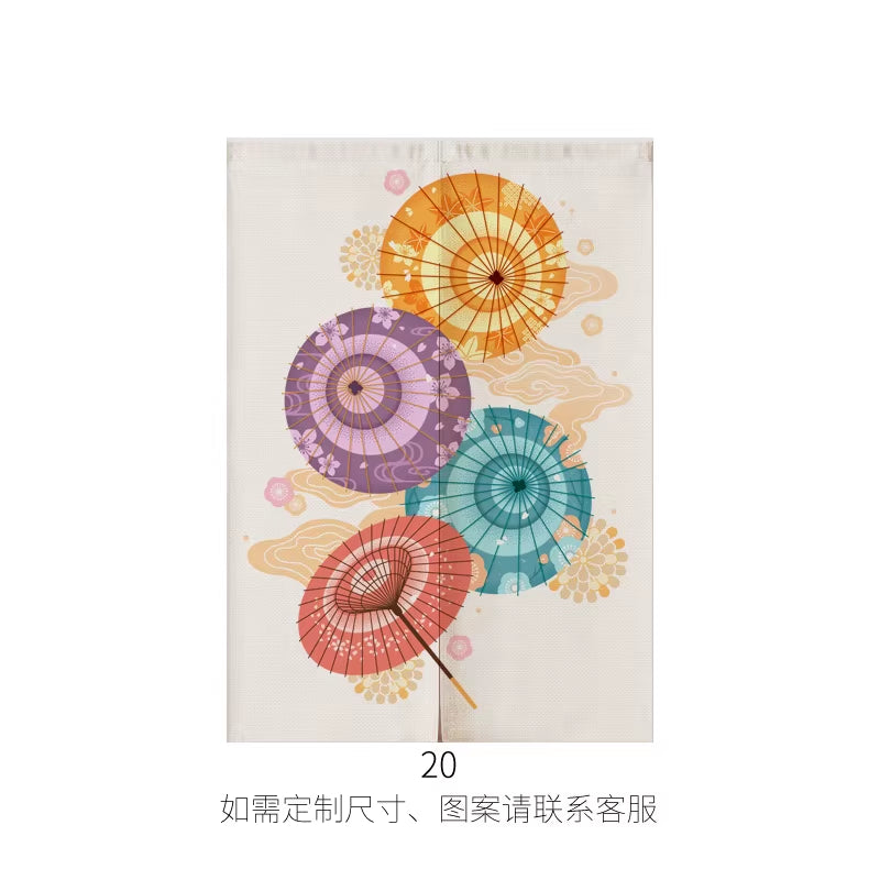 Japanese Ukiyo-E Linen Door Curtain Noren Bedroom Kitchen Curtains Home Entrance Decoration Customizable Curtain