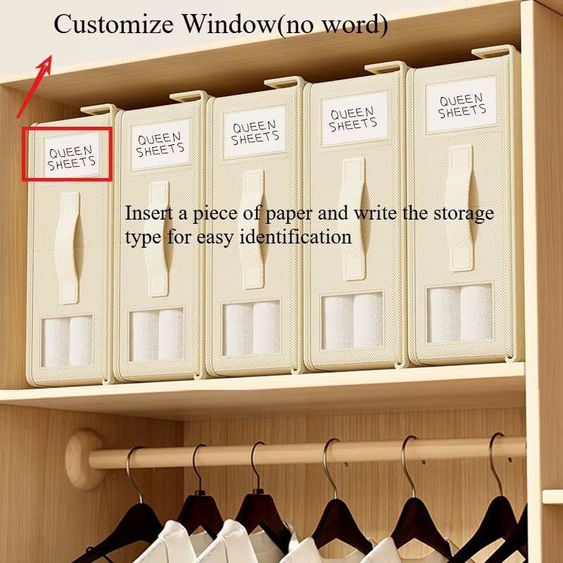 Sheet Storage Box Organizer Thickened Fabric Folding Window Zipper Blanket Organizer Wardrobe Bed Clothes Storage with Lid
