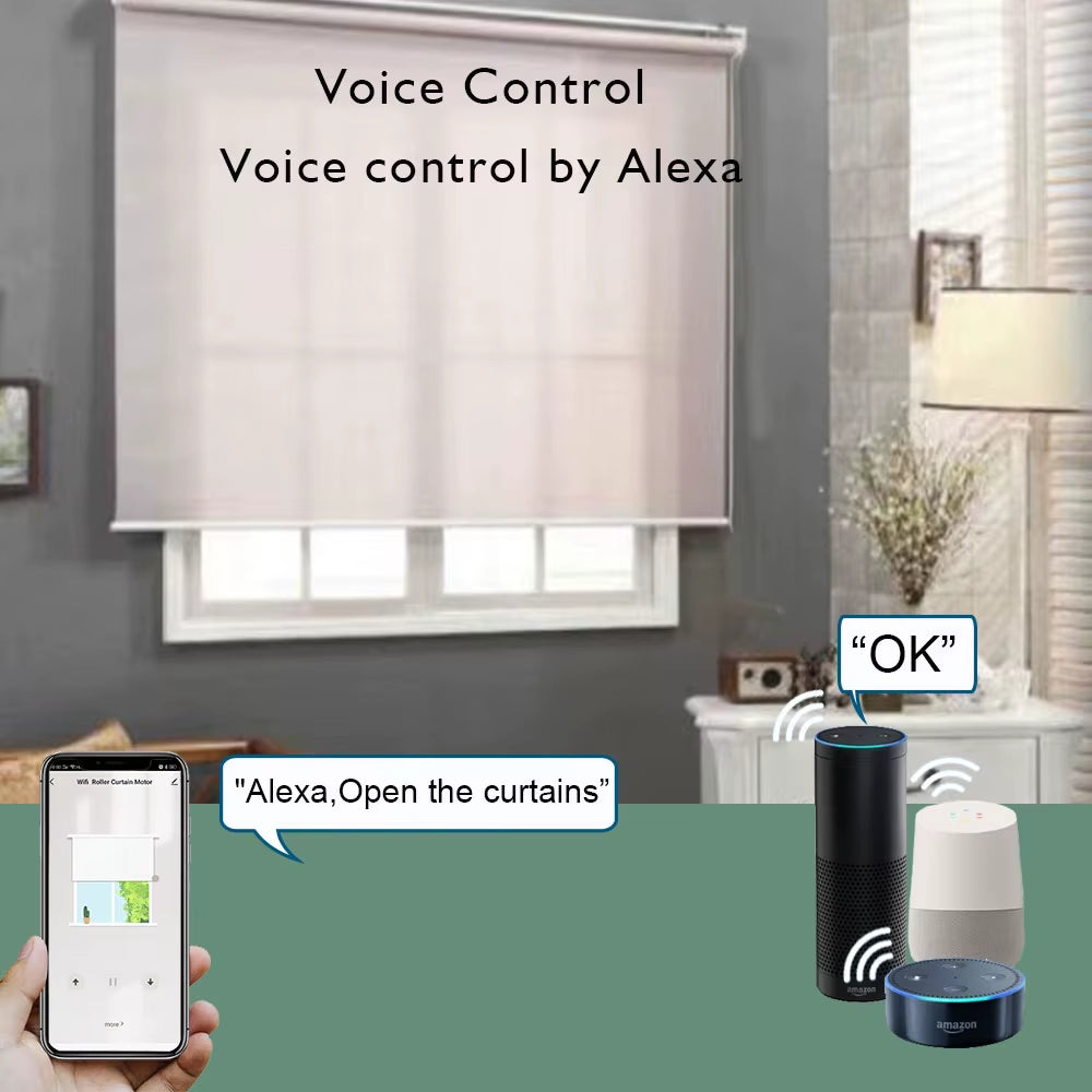 Tuya Zigbee Battery Window Smart Curtains Blinds Roller Motor for 37 38Mm Tube Work Alice Alexa Smart Speaker Home