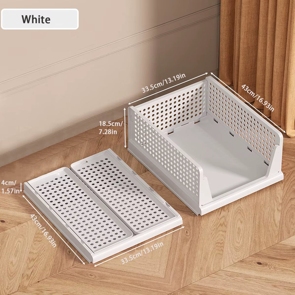 Stackable Storage Basket Plastic Folding Closet Organizers Storage Box Wardrobe Drawer Units Layered Partition Storage Rack