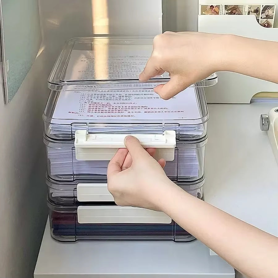 Transparent Acrylic New Desktop Paper Storage Box A4 File Document Exam Paper Organizer Household Dust Proof Card Holder Case