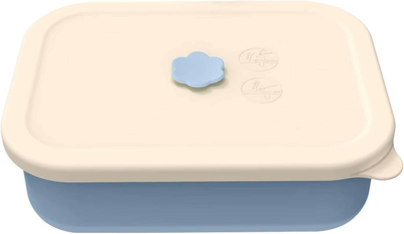 Silicone Leak-Resistant Bento Lunch Box, Reusable Bpa-Free Meal Prep Container with 4 Compartments Microwave Dishwasher and Safe