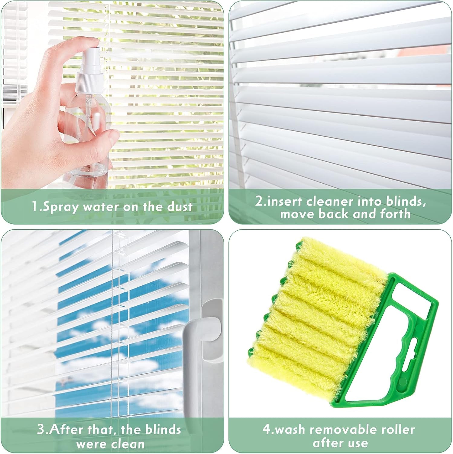 3 Pieces Blind Cleaner Duster Tool 7 Finger Dusting Cleaner for Window Venetian Washable Mini Brush Hand Held Tool for Air Conditioner Dust Dirt (3 Colors)