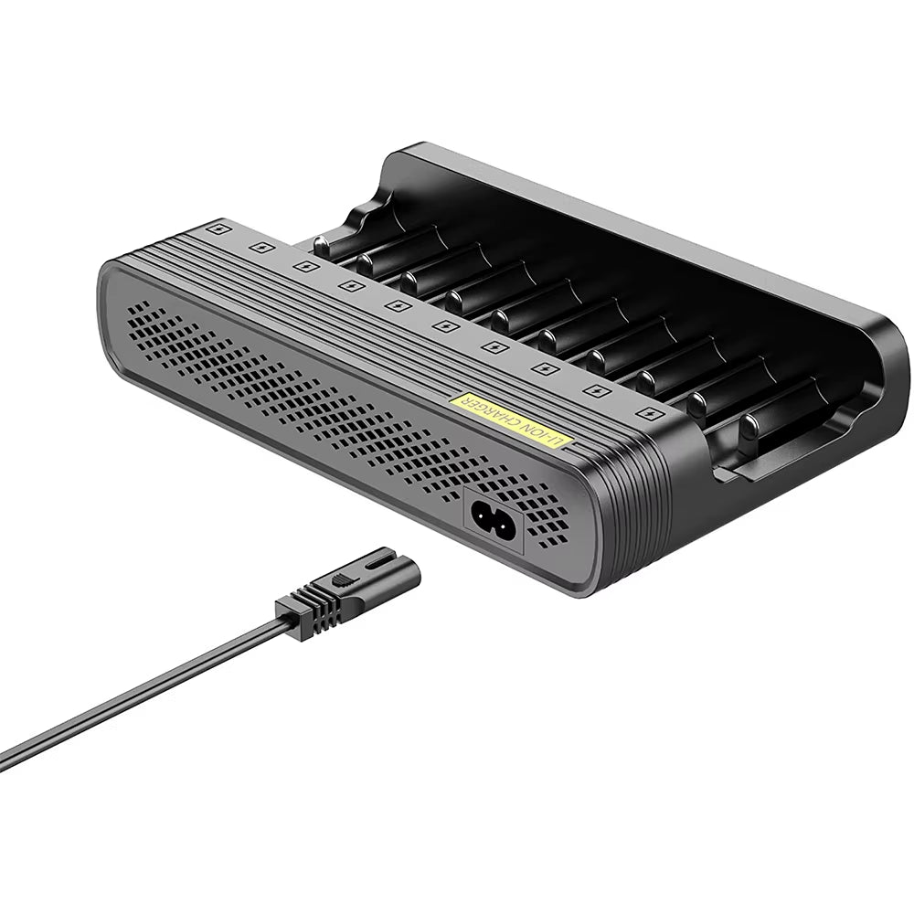 18650 Battery Charger 10 Slots EU US Plug for 4.2V Li-Ion 14500 16340 18350 20700 22650 26650 Batteries Rechargeable Charging