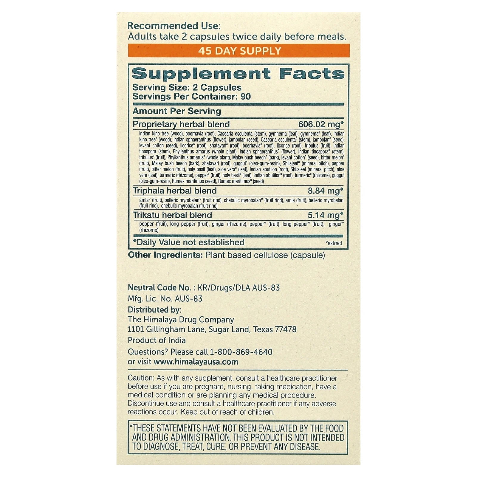 Glucocare Herbal Supplement, Metabolism Support, Pancreatic Support, Triphala, Bitter Melon, Turmeric, 180 Capsules