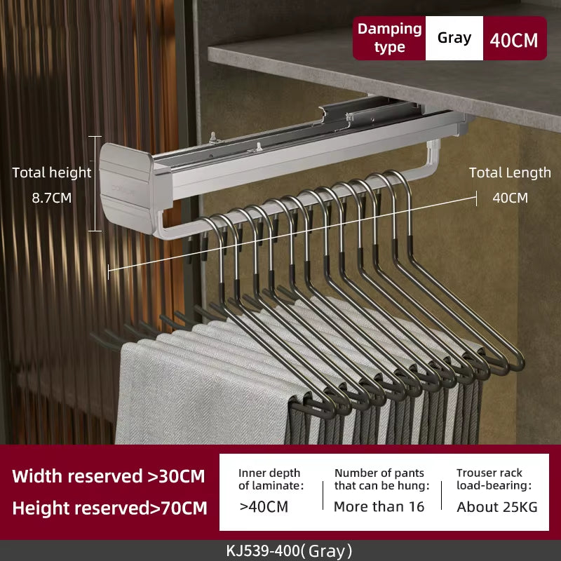 Top Mount Wardrobe Hanger Pulling Out Hangers Extendable Clothes Rail Adjustable Wardrobe Telescopic Rail Rack Trouser Organiser