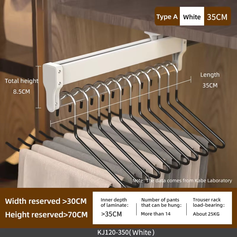 Top Mount Wardrobe Hanger Pulling Out Hangers Extendable Clothes Rail Adjustable Wardrobe Telescopic Rail Rack Trouser Organiser