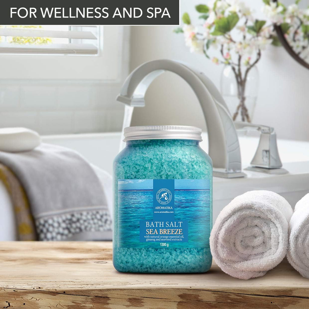 Bath Sea Salt 1300G - Sea Breeze Salt - Ocean Breeze - Natural Bath Sea Salts - Best for Good Sleep - Relaxing - Calming - Body Care - Beauty - Aromatherapy